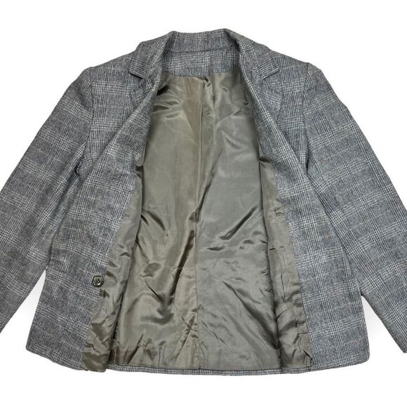 Vintage ILGWU 60's Grey Plaid Wool Blazer - Picture 3 of 15